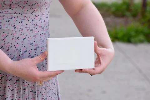 Woman's Hands with Tiny Canvas Stock Photos