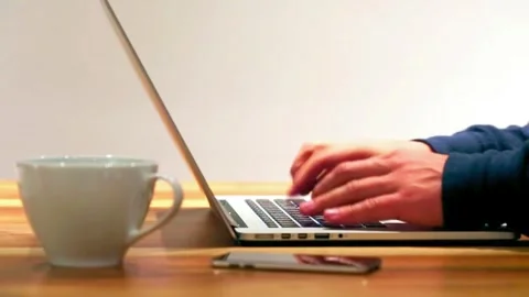 Woman's Hands Typing on Black Computer Keyboard Close-Up Office Work Stock Footage 320099153