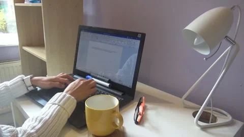 Womans hands typing on a computer Stock Footage 150745545