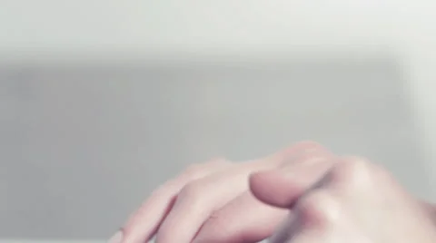 Woman's hands using and clicking in a trackpad from a portable computer Video stock 48160010