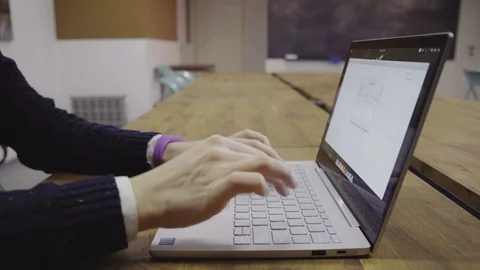 Woman's hands using laptop Stock Footage 75817563