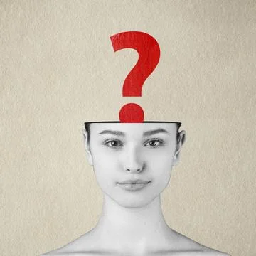 Woman's head with a big question mark Stock Illustration