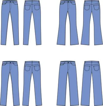 Womans jeans. Front and back. Stock Illustration