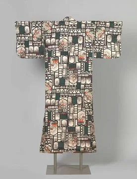 Womans kimono. The black lines in this pattern form a series of windows 写真素材