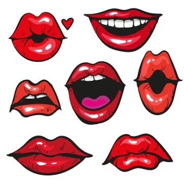 Woman's lip gestures set vecor illustration Stock Illustration