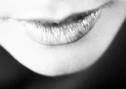 Woman's lips, close-up, B&amp;W Stock Photos