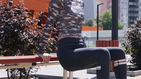 Woman's outdoor workout in summer Video stock 160829979