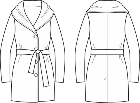 Womans overcoat. Front and back. Stock Illustration