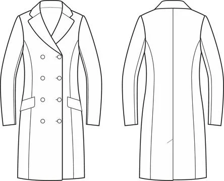Womans overcoat. Front and back. Stock Illustration