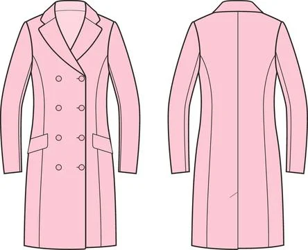 Womans overcoat. Front and back. Stock Illustration