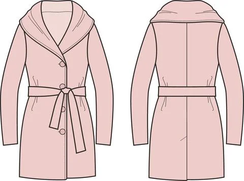 Womans overcoat. Front and back. Stock Illustration