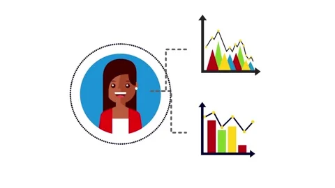 Woman's Profile Connected To Data Points And Arrows On White Stock Footage 319924701