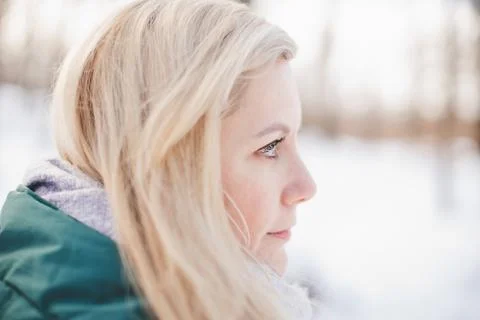 Woman's Profile in Winter Stock Photos