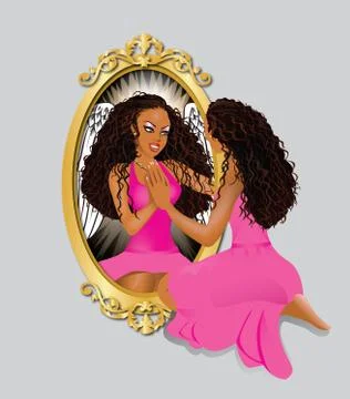 Woman's Reflection Stock Illustration