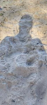 Woman's shadow on the beach Stock Photos
