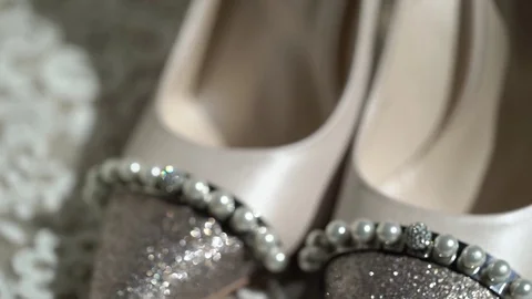 Woman's shoes on lace Stock Footage 80791429