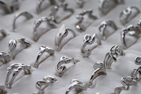 Woman's Silver Ring Collection Foto stock