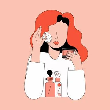 Woman's Skincare Routine Illustration