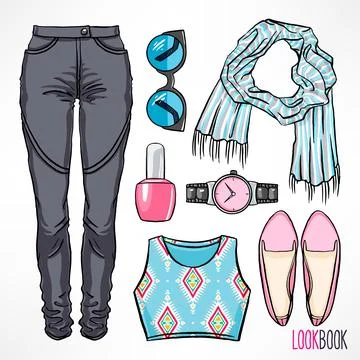 Woman's spring outfit Stock Illustration