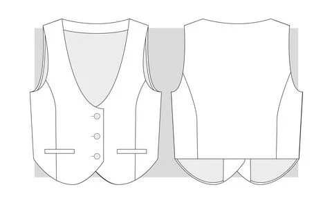 Woman's vest with rounded bottom. Illustrazione stock