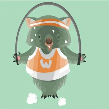 Wombat Exercising With A Jump Rope Stock Illustration