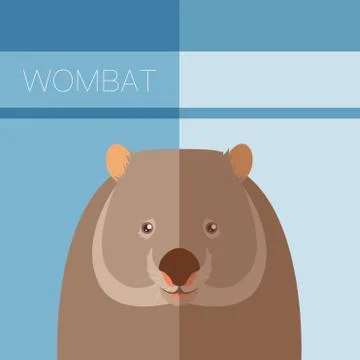 Wombat flat postcard Stock Illustration