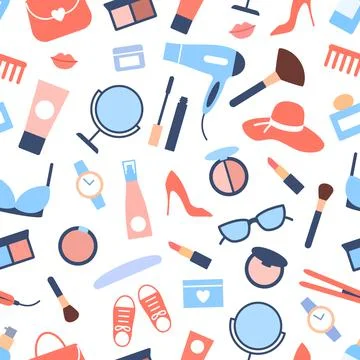 Women accessories seamless pattern. Stock-Illustration