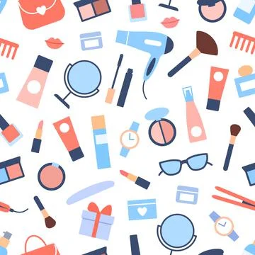 Women accessories seamless pattern. Stock Illustration