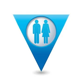 Women AND man BLUE triangular map pointer Illustrazione stock