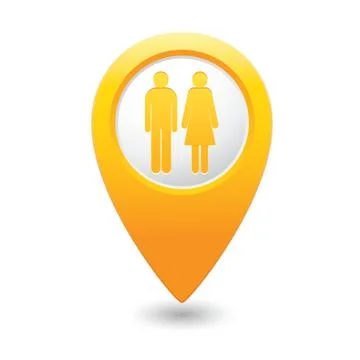 Women AND man MAP pointer yellow Stock Illustration