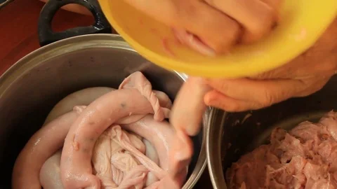 The women are making sausages Stock Footage