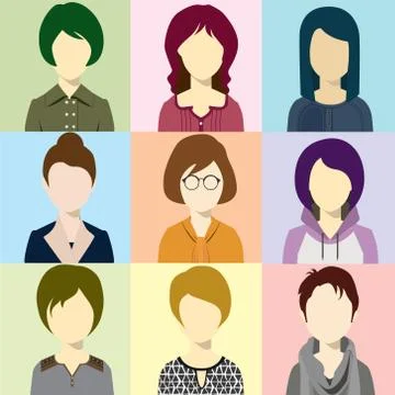 Women Avatar Flash Vector Stock Illustration