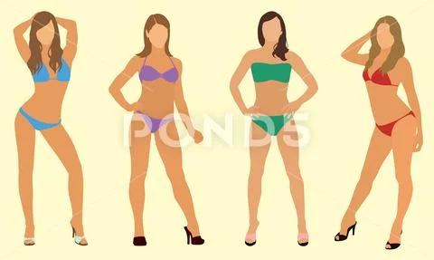 Women in Bikini Swimsuit Stock Illustration