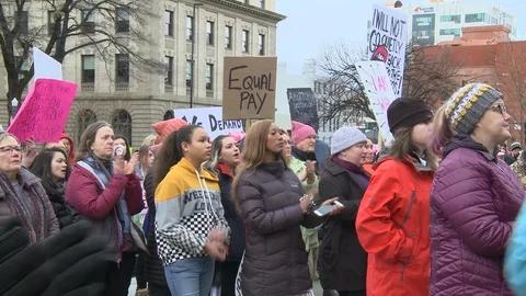 Women Clapping At Protest Stock Footage 102917159