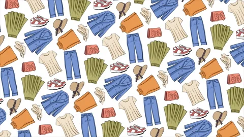 Women clothes background pattern on seamless loop Stock Footage 334562119