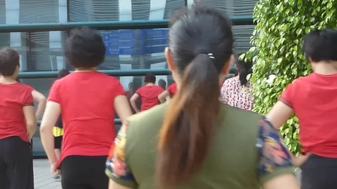 The women danced for exercise Stock Footage 95779458