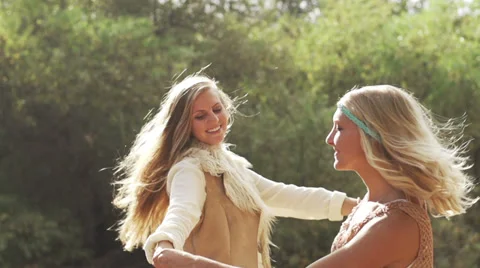 Women dancing laughing Stock Footage 34282556