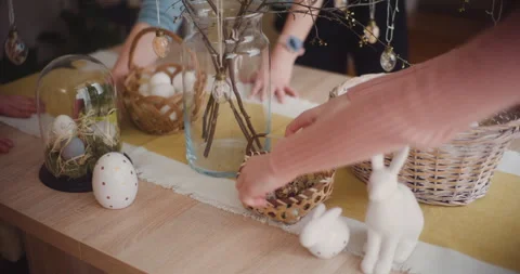 Women Decorating For Easter Holidays Video stock 243816995