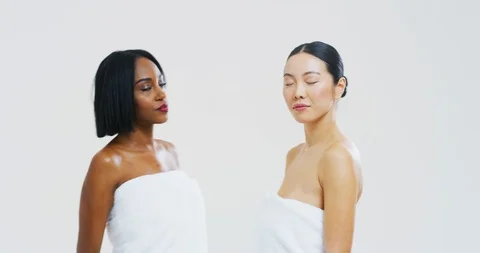 The women of different ethnicities are having fun and laughing in camera. Stock Footage 121558482