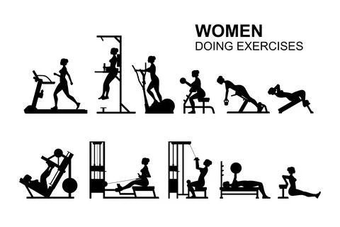 Women doing exercises Stock Illustration
