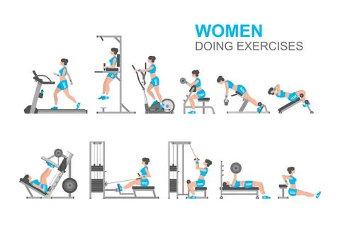 Women doing exercises Stock Illustration