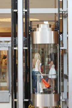 Women in elevator in mall Stock Photos