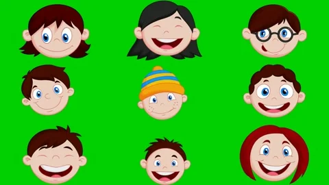 Women faces on green screen featuring woman girl female glasses hat red blonde 스톡 동영상 334704061