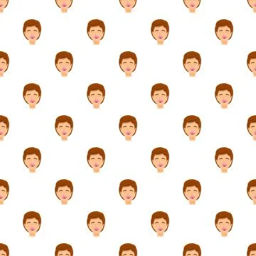 Women faces pattern repeating on white background 스톡 일러스트