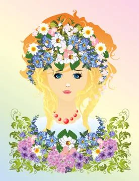 Women in flowers Stock Illustration