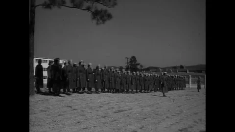 Women in formation salute the USA flag at the Women's Army Corps in the 1950s. Stock Footage