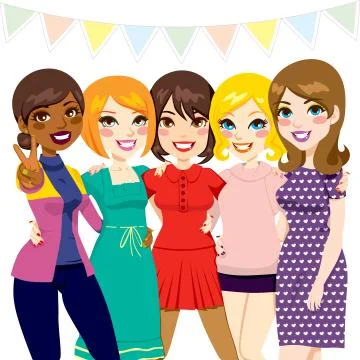 Women Friends Party Stock Illustration