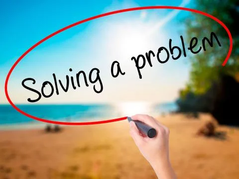 Women Hand writing Solving a problem with black marker on visual Stock Photos