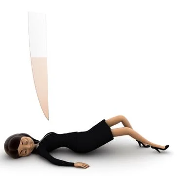 Women in high rish -  threatened by a sharp object concept Stock Illustration