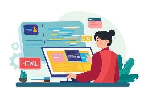 Women Involved In Web Development Stockillustratie